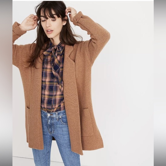 Madewell Sweaters - Madewell Merino Wool Heather Brown Open Front Spencer Sweater Size s